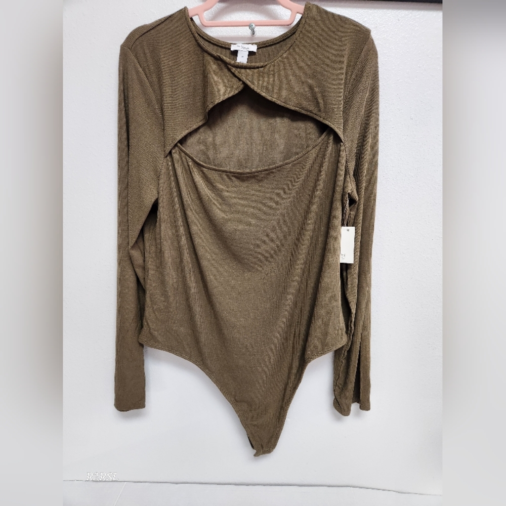 Daily Ritual Green Long Sleeve Body Suit Womens XL NWT